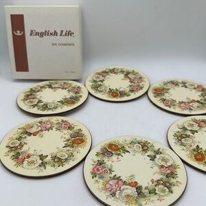 Set of six Victorian Garden coasters made in England